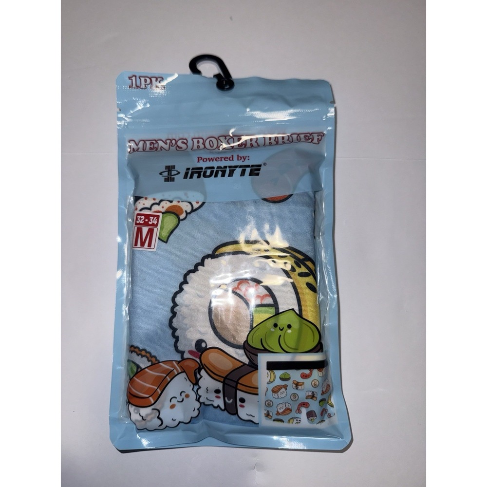 Ironyte Men Medium Sushi Boxer Briefs Novelty Kawaii Bday Gift Funny Cartoon NWT